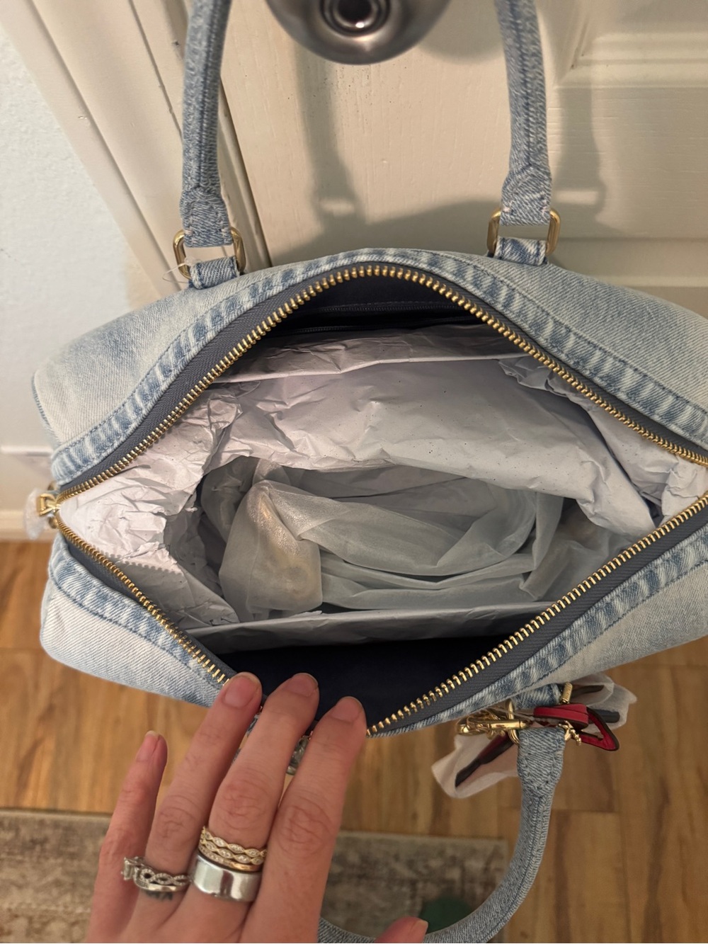 Coach Rowan Large Satchel in Loved Denim - Picture 4 of 6